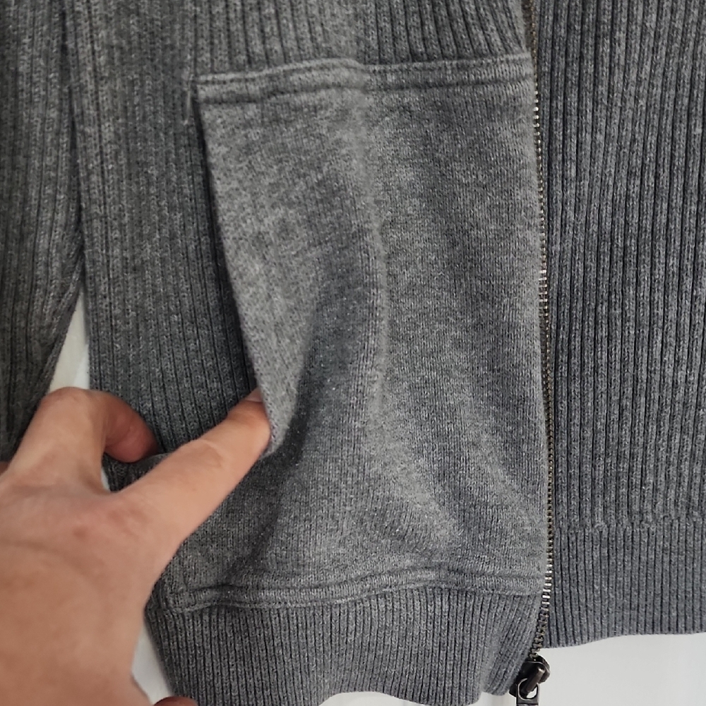 Express Gray Ribbed Hoodie - Picture 4 of 8